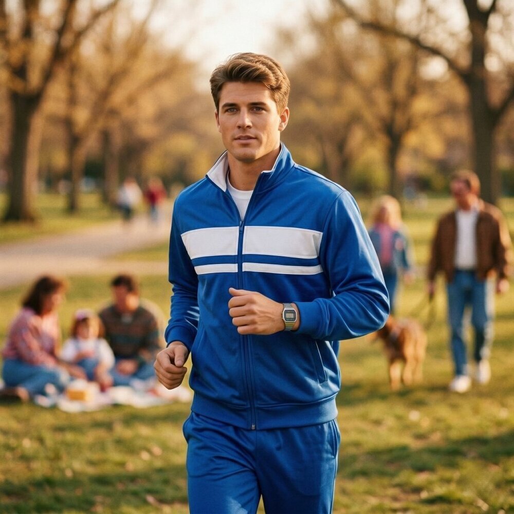 Starter Mens Blue Track Jacket Medium Full Zip Athletic Streetwear Retro Vintage